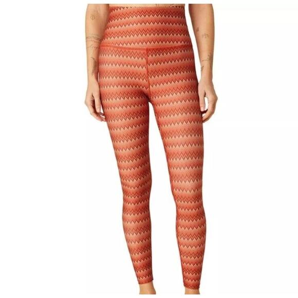 Beyond Yoga Orange Chevron High Waisted 7/8 Legging Athleisure Run Fall XS v23 - Picture 1 of 12